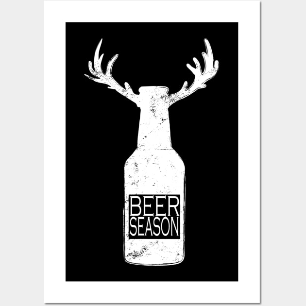 Beer Season Beer Bottle With Deer Antler Funny Beer Drinker Wall Art by FONSbually